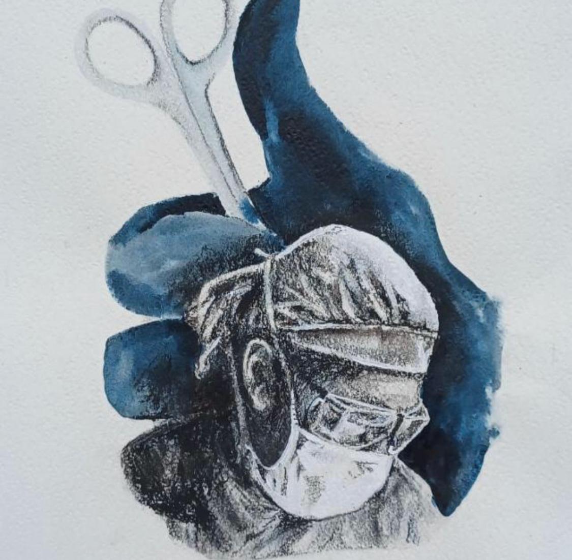 Yes Assistants logo - watercolor surgeon illustration